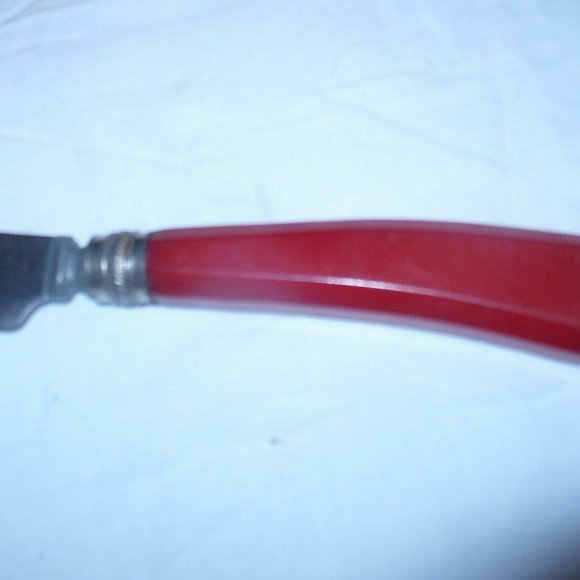 Vintage Le Mir Edge Bread & Cake Knife Red Bakelite Handle - Picture 4 of 5